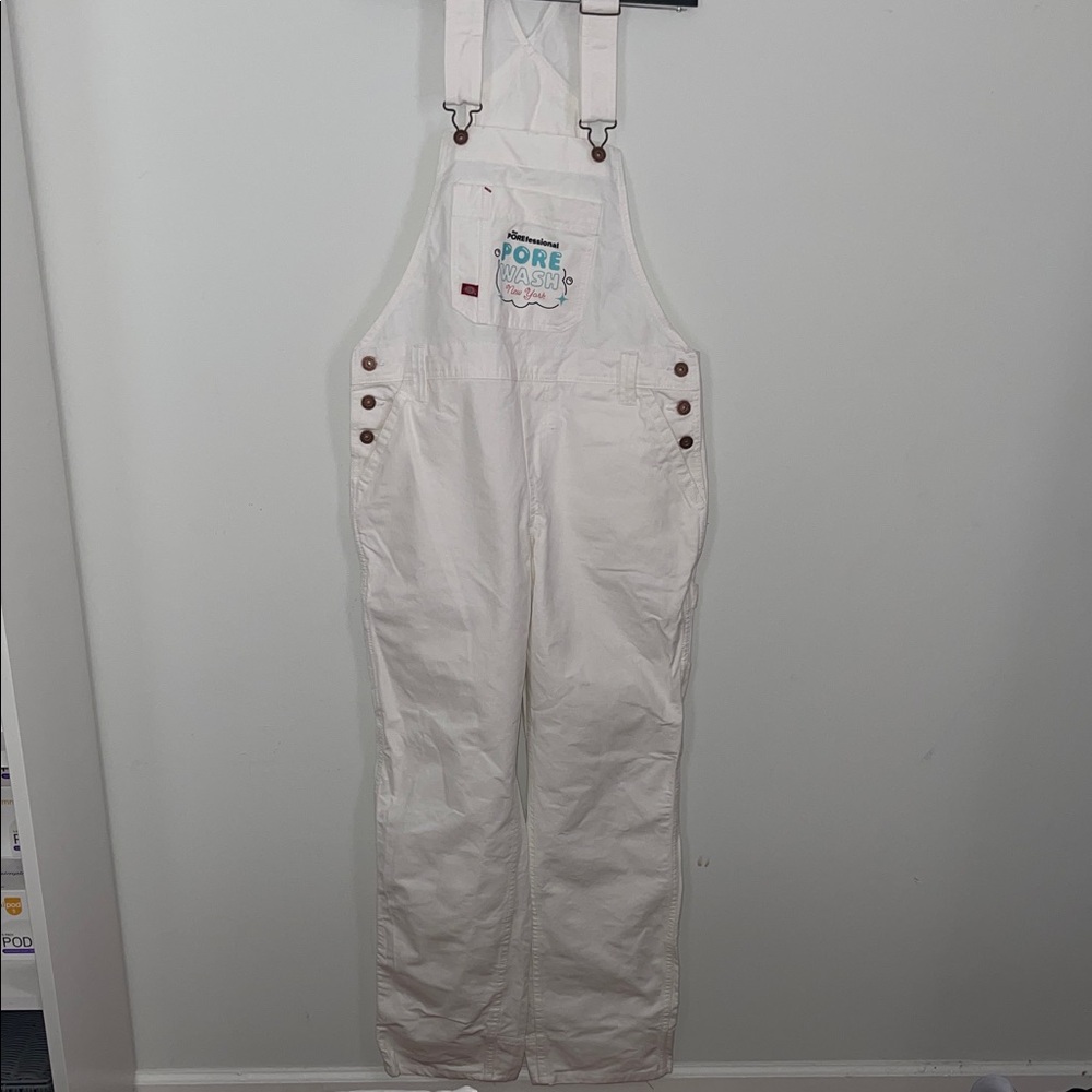Dickies White Boot Cut Overalls Size S inseam 31 waist 18 nwot - Picture 2 of 5